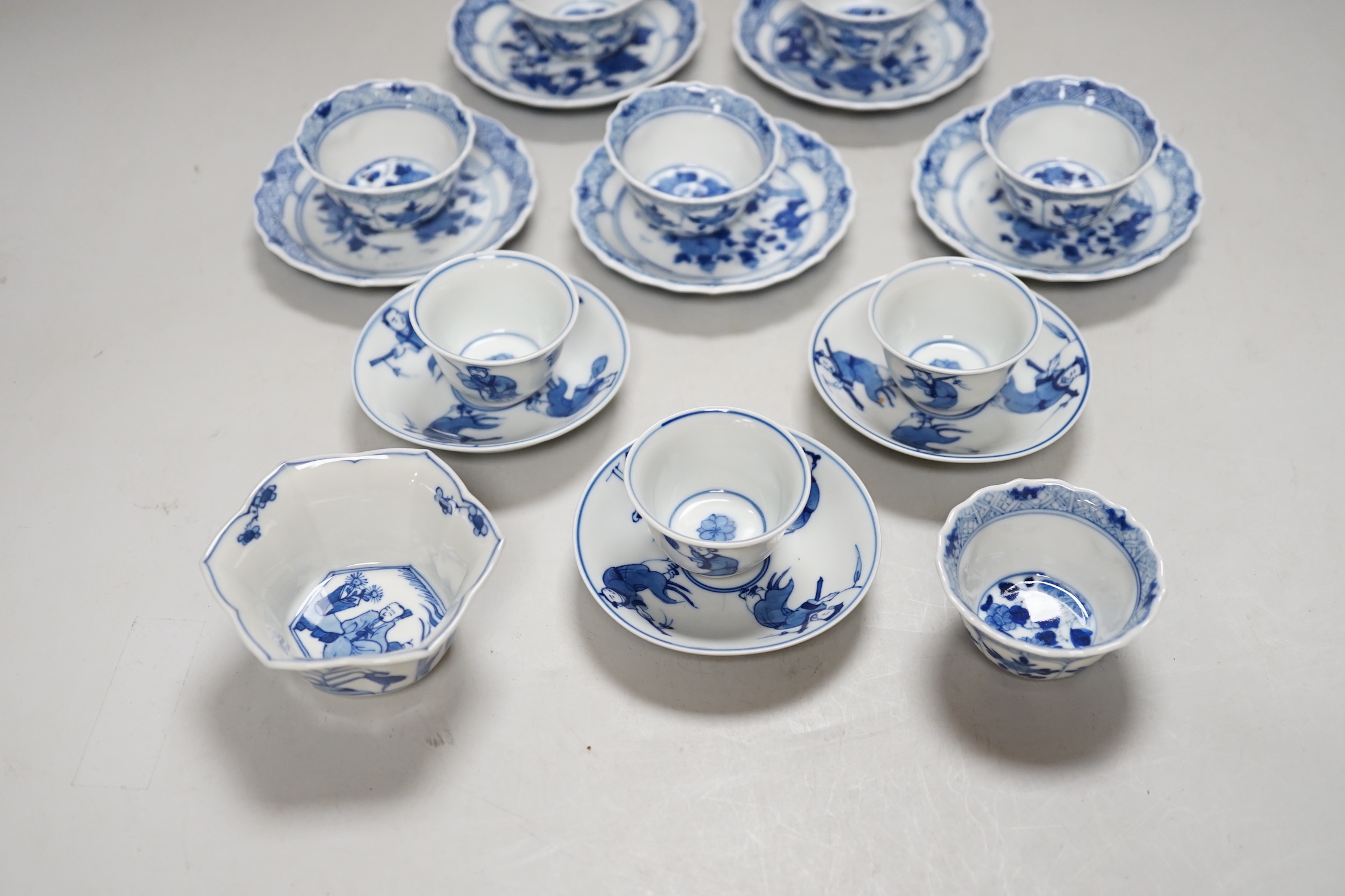 Two miniature Chinese blue and white porcelain part tea sets